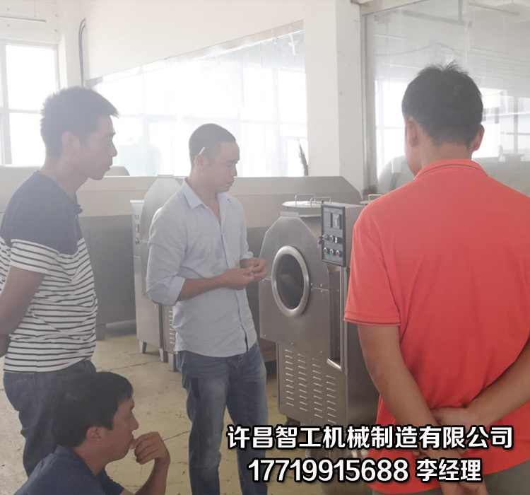 安徽铜陵客户来厂考察电磁炒货机 炒瓜蒌子机器