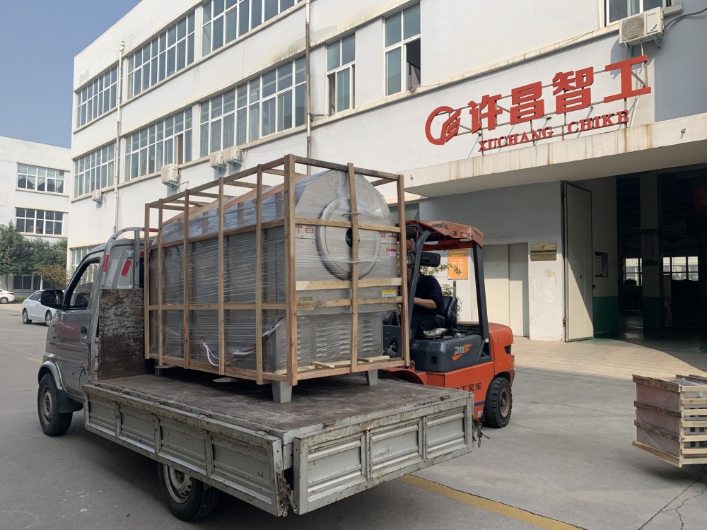 许昌智工200斤电磁炒货机专车发往河南驻马店
